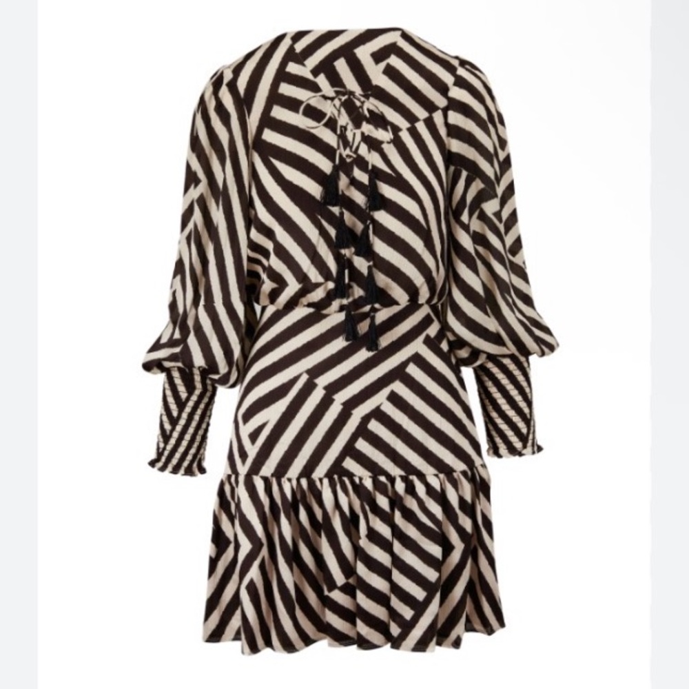 Sachin + Babi Samarah Directional Stripe Monochrome Zigzag Dress with Tassels